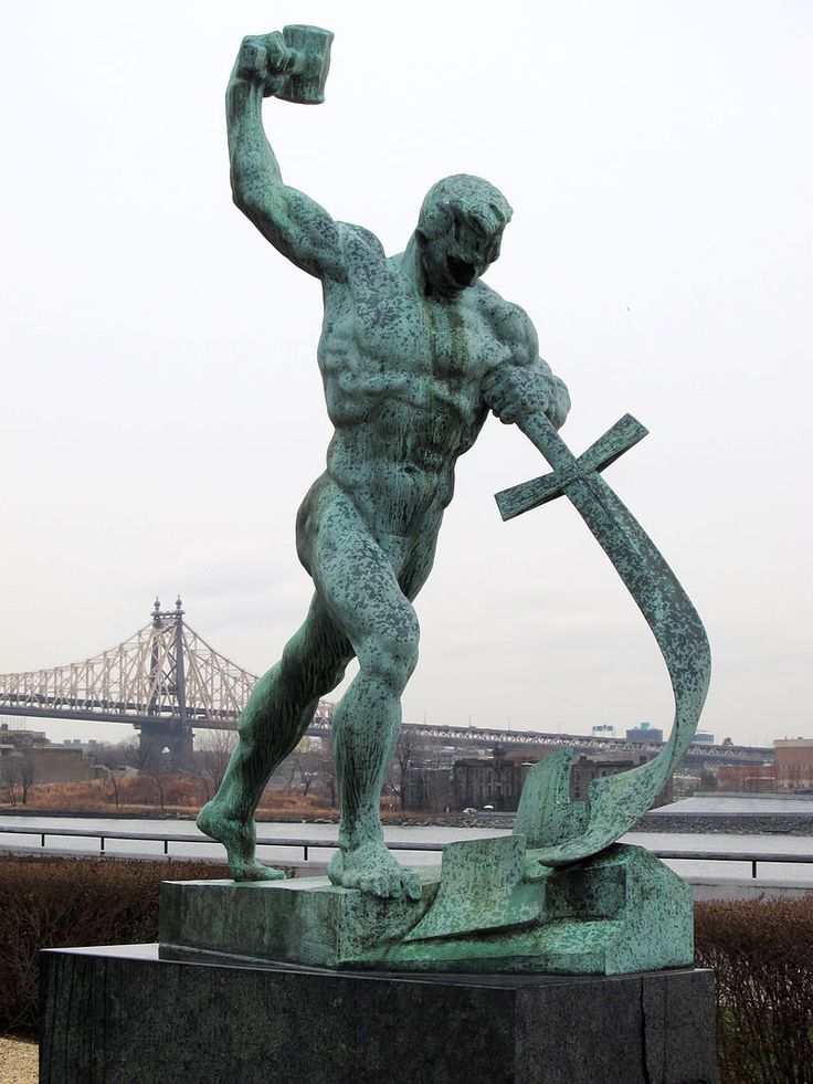 Statua davanti alle Nazioni Unite di New York